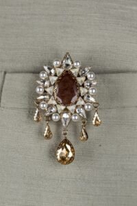 Image Brown Crystal Studded Brooch